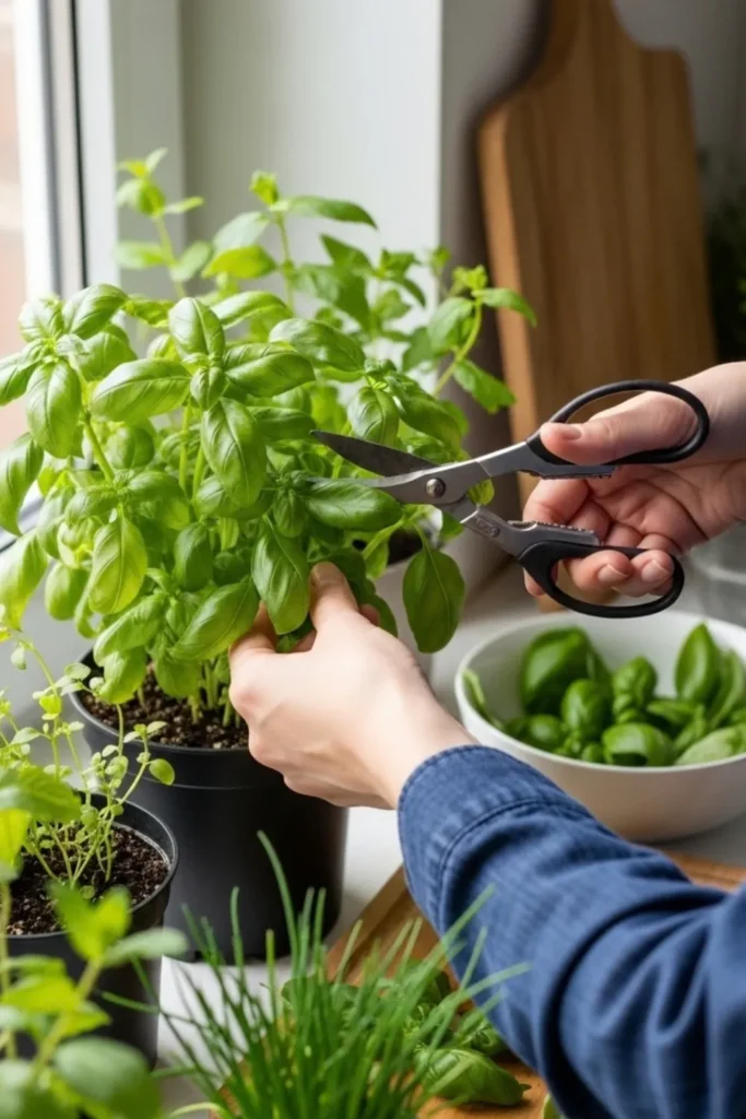 Harvesting Basil