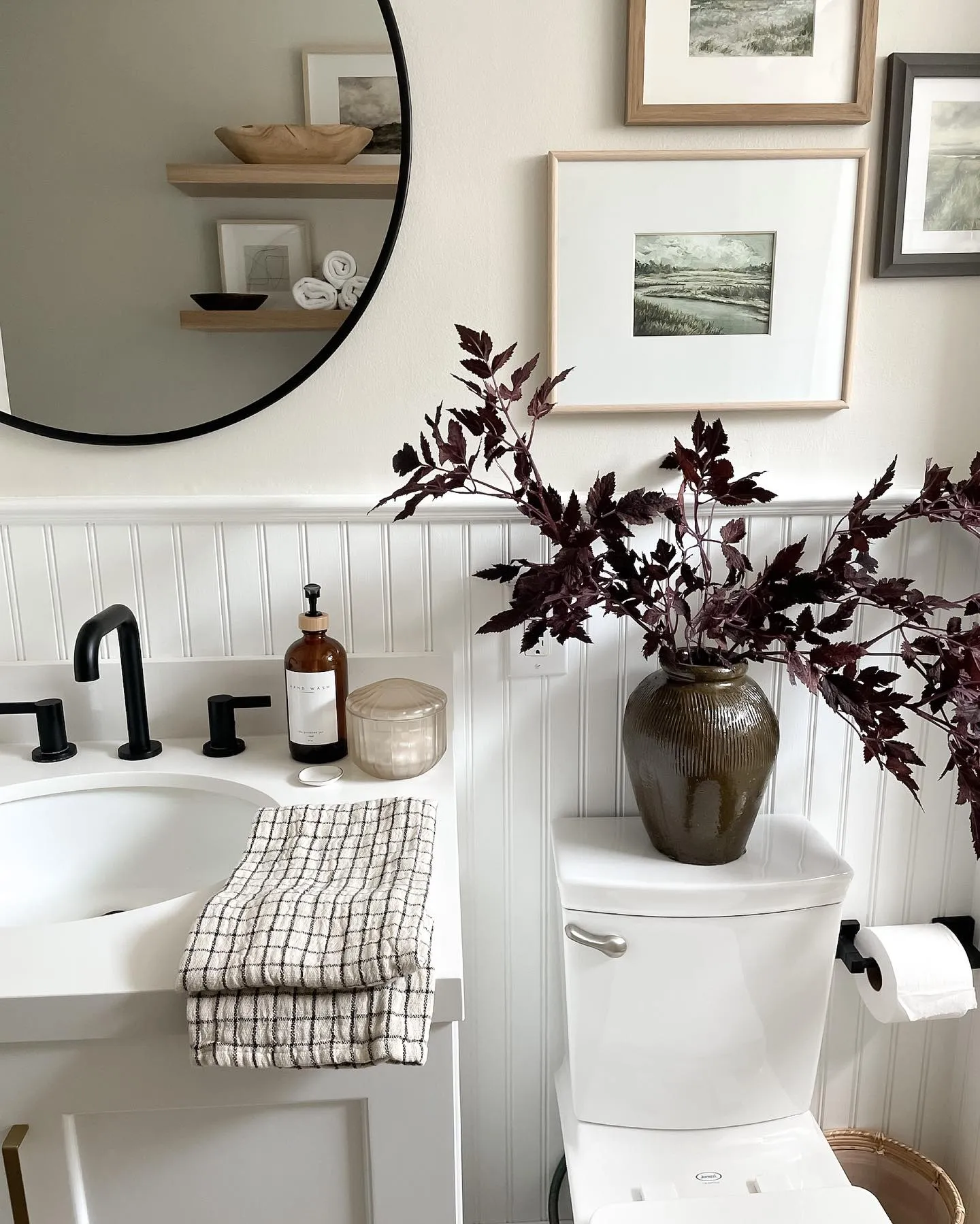 Burgundy Branch Toilet Vase
