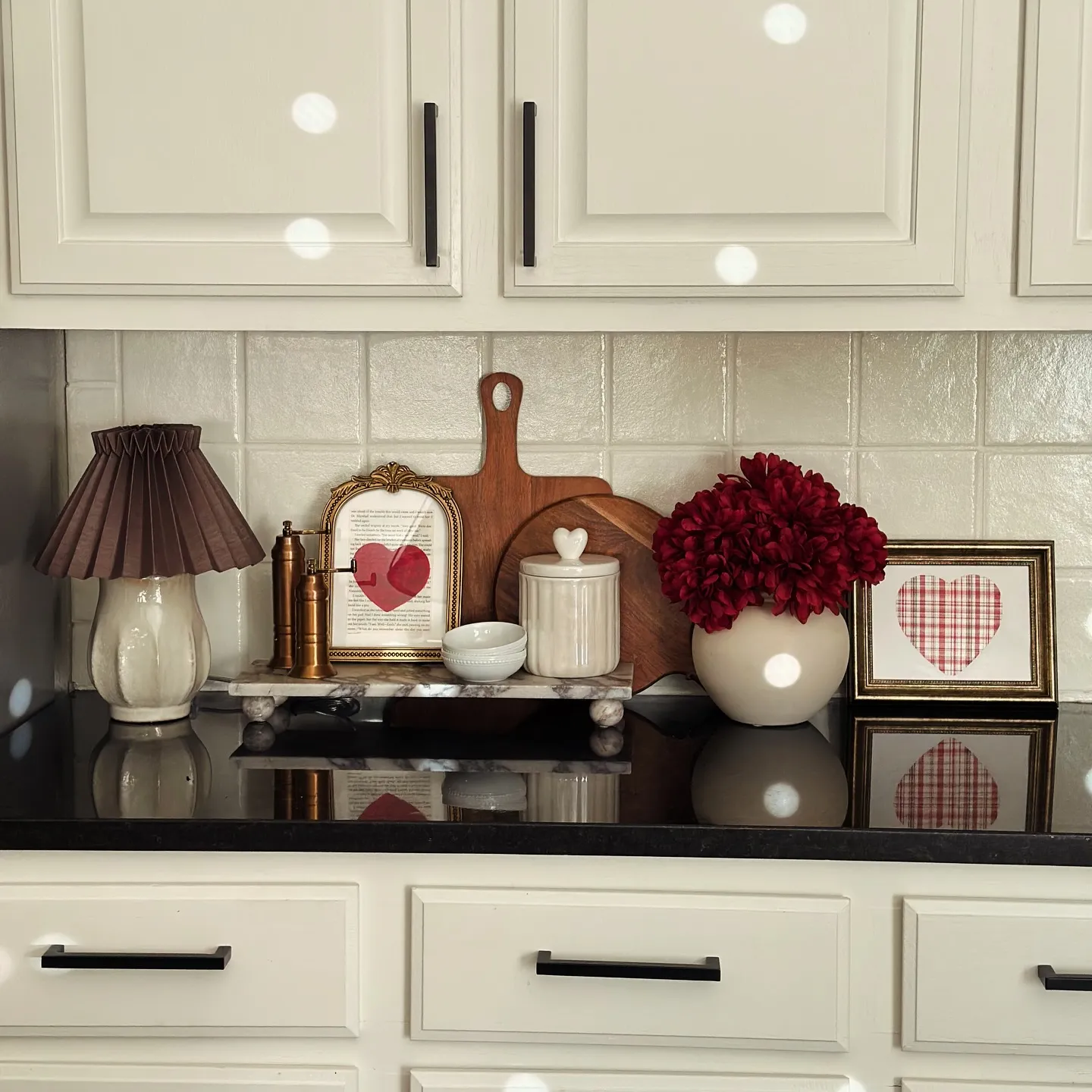 Burgundy Floral Counter Styling