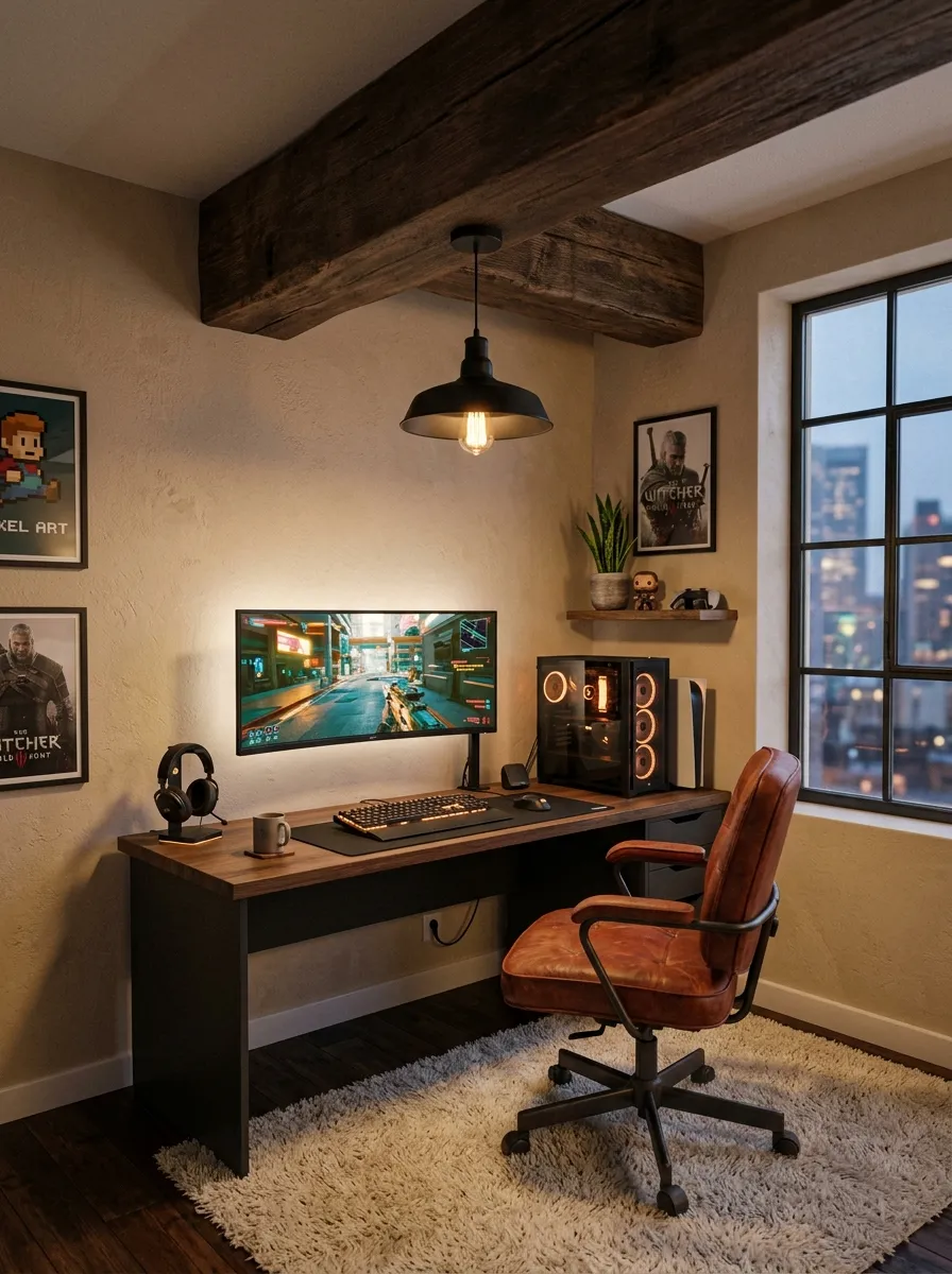 Ceiling Beam Gaming Lounge