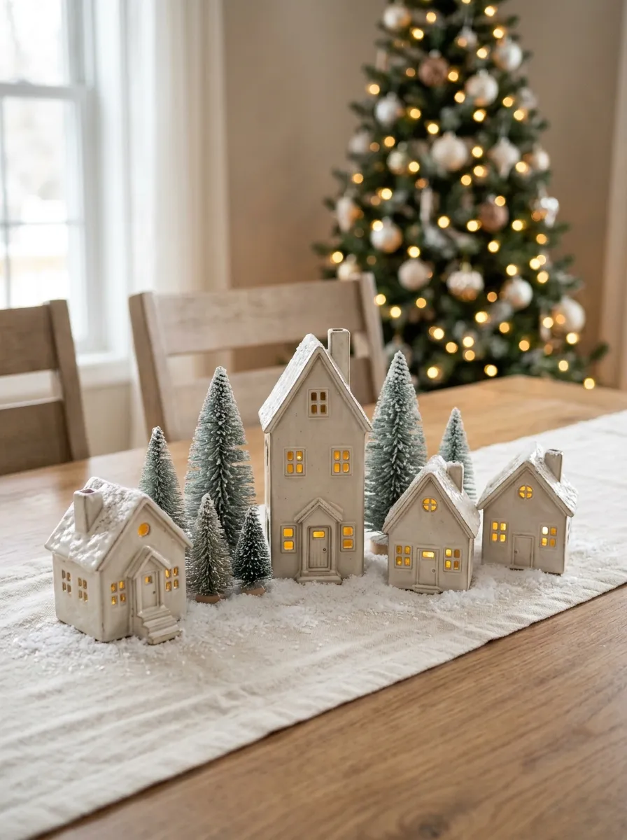 Ceramic Village Christmas Display