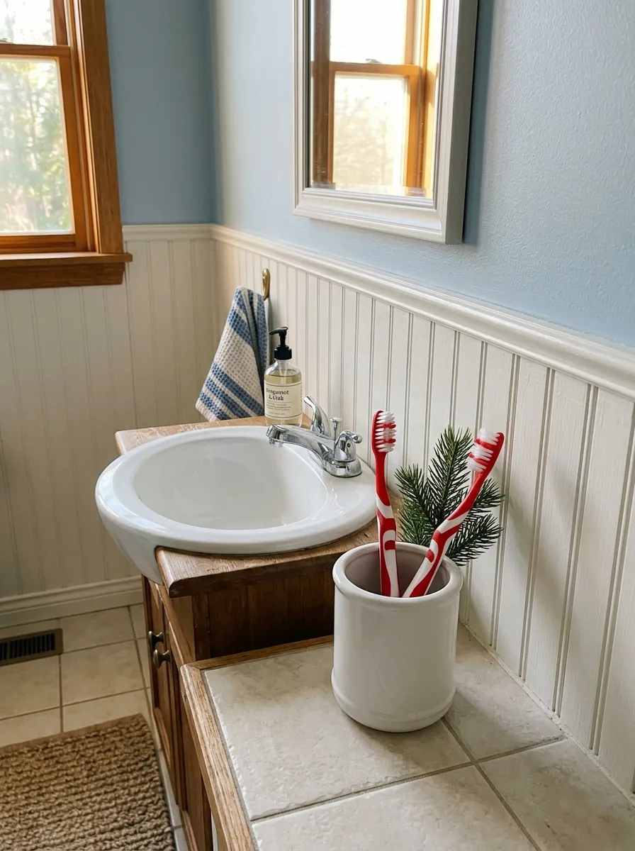 Christmas Toothbrush Cup Scene