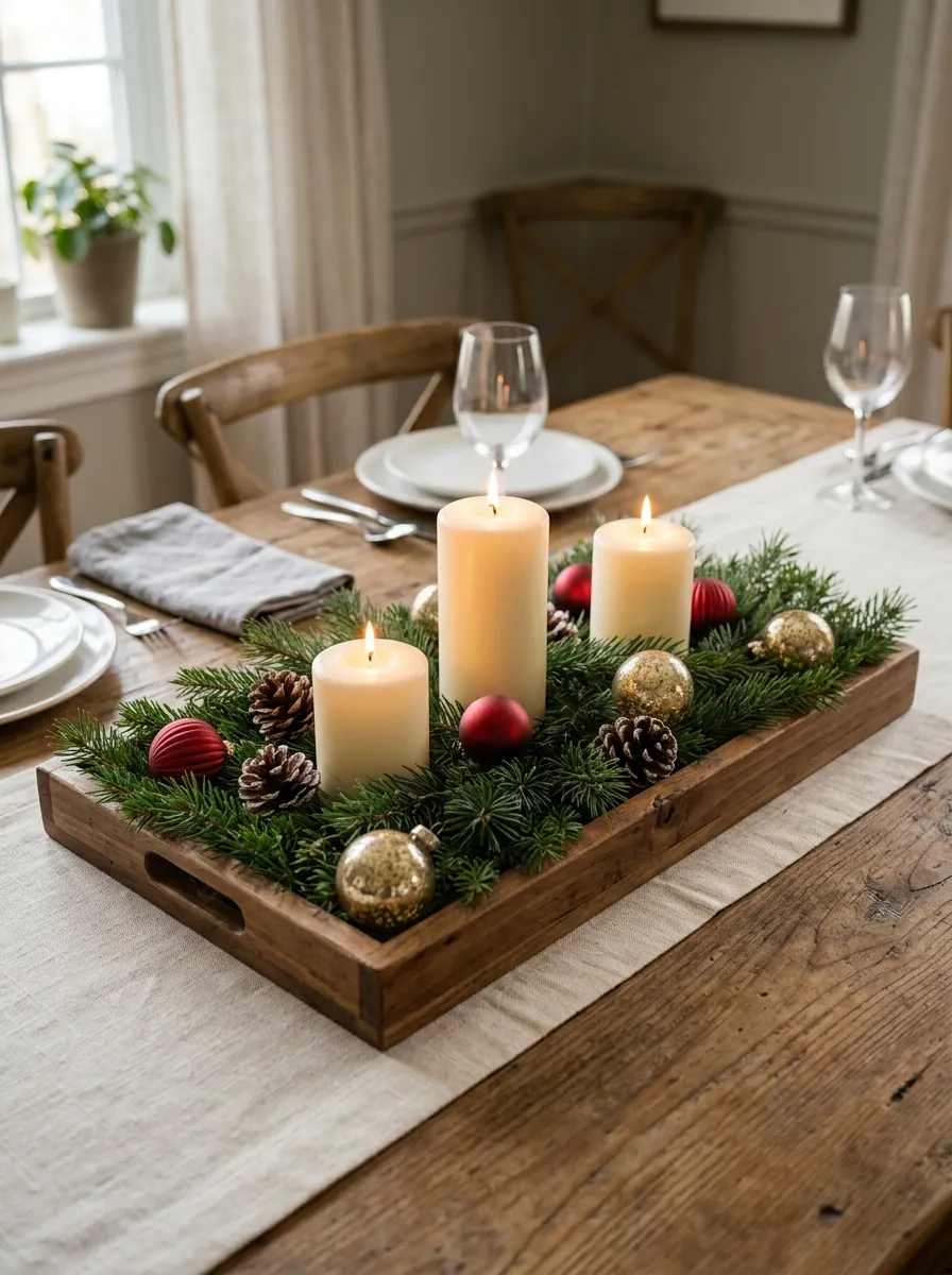Christmas Tray Centerpiece Styling