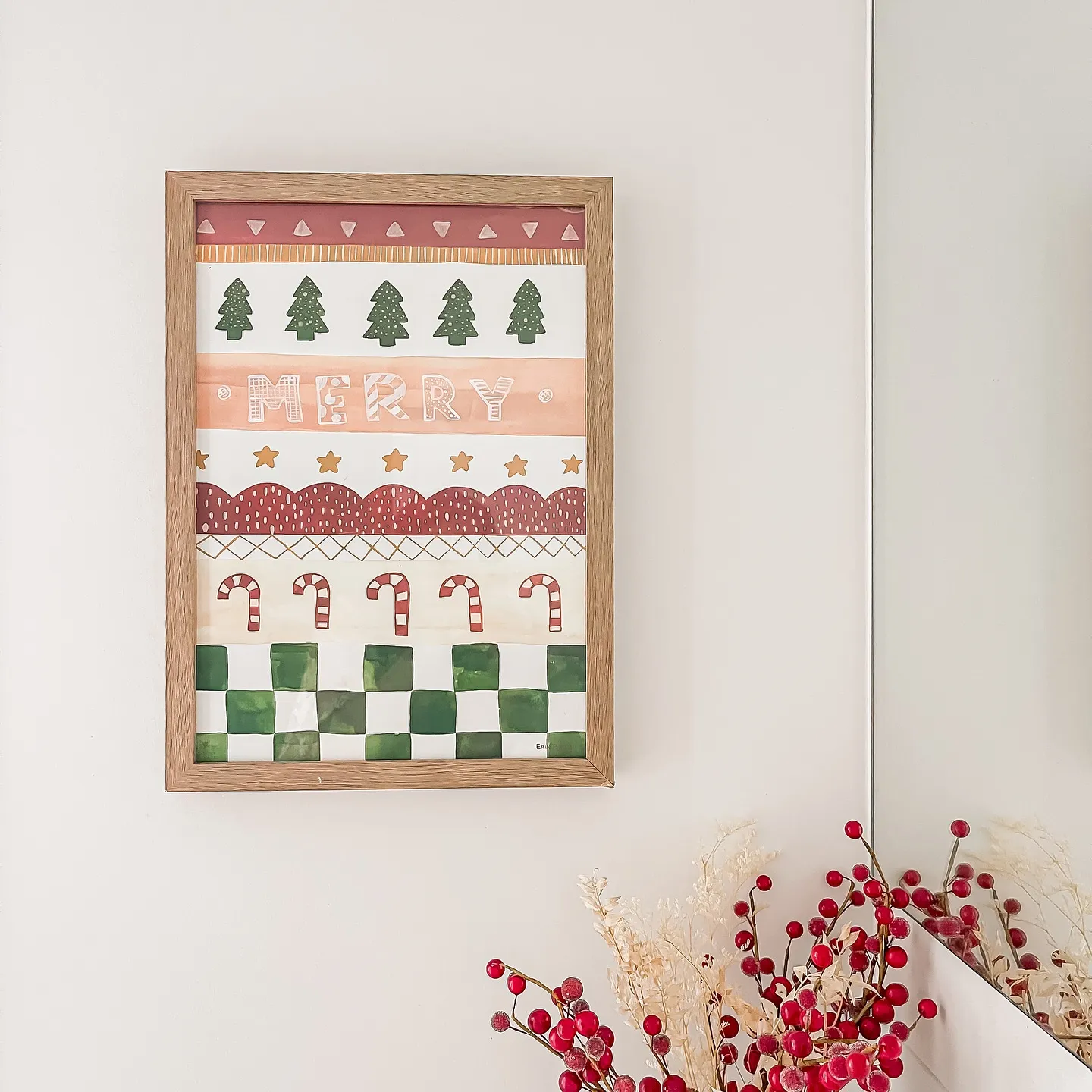 Framed Christmas Fabric Art