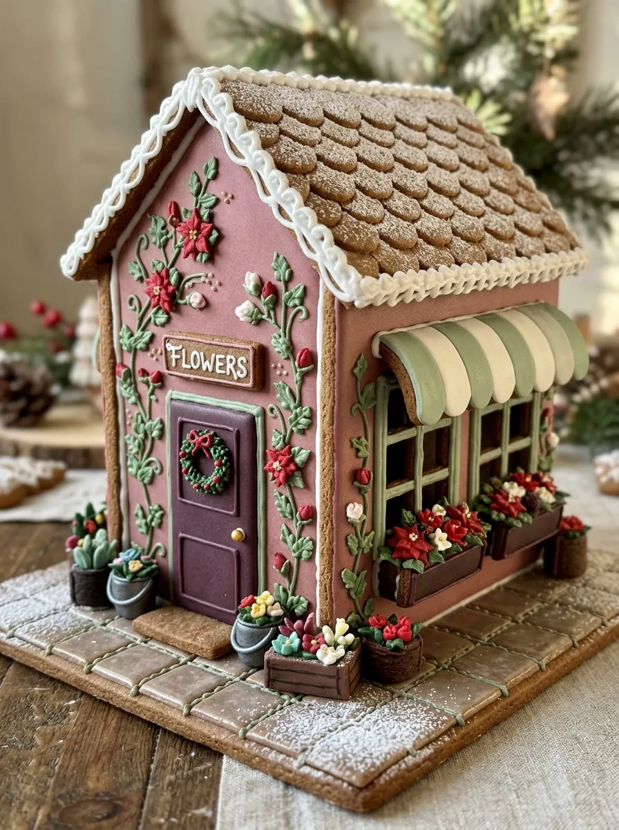 Gingerbread Christmas Flower Shop