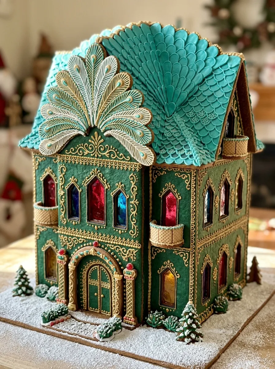Gingerbread Christmas Peacock Palace
