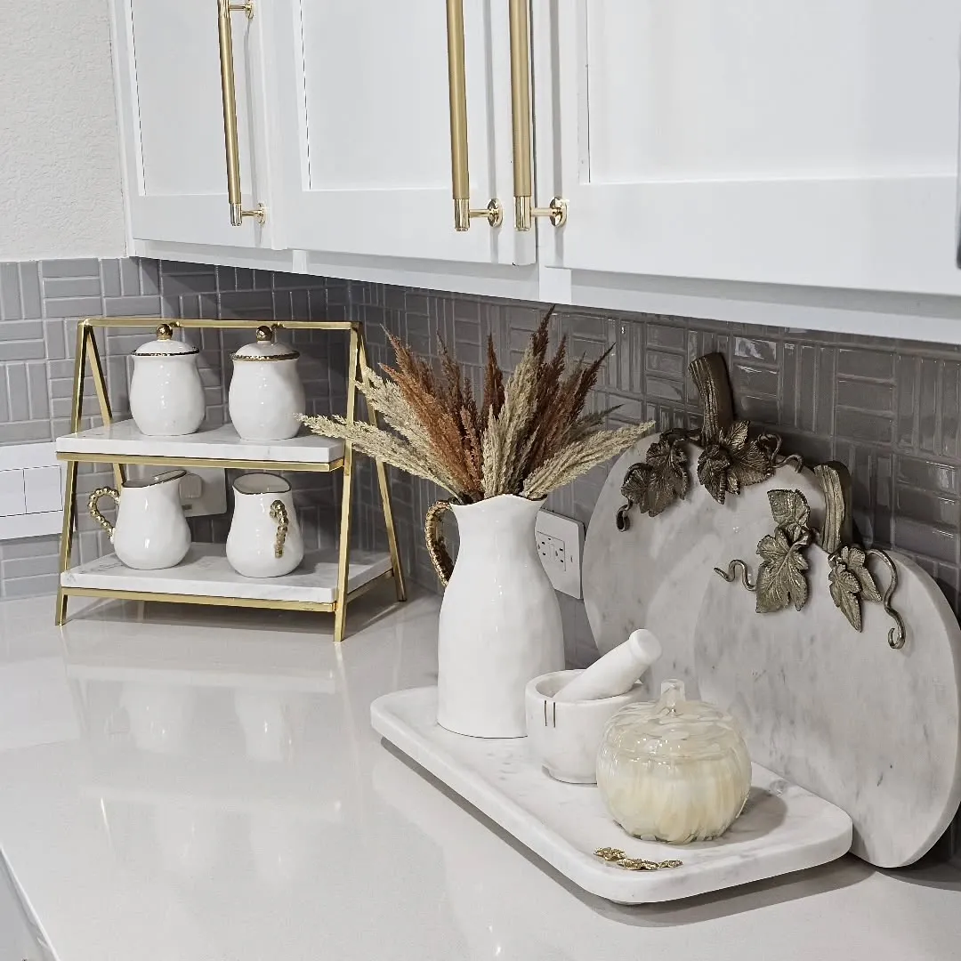 Gold Trimmed Marble Tray