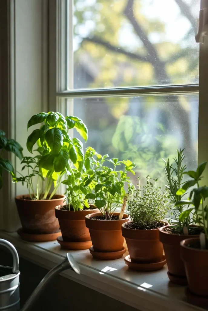 Indoor Herb Garden on a Windowsill