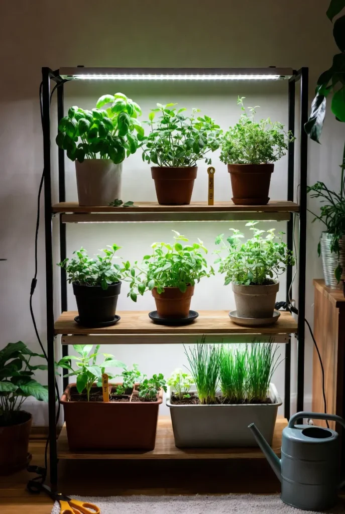 Indoor Herb Lighting Setup