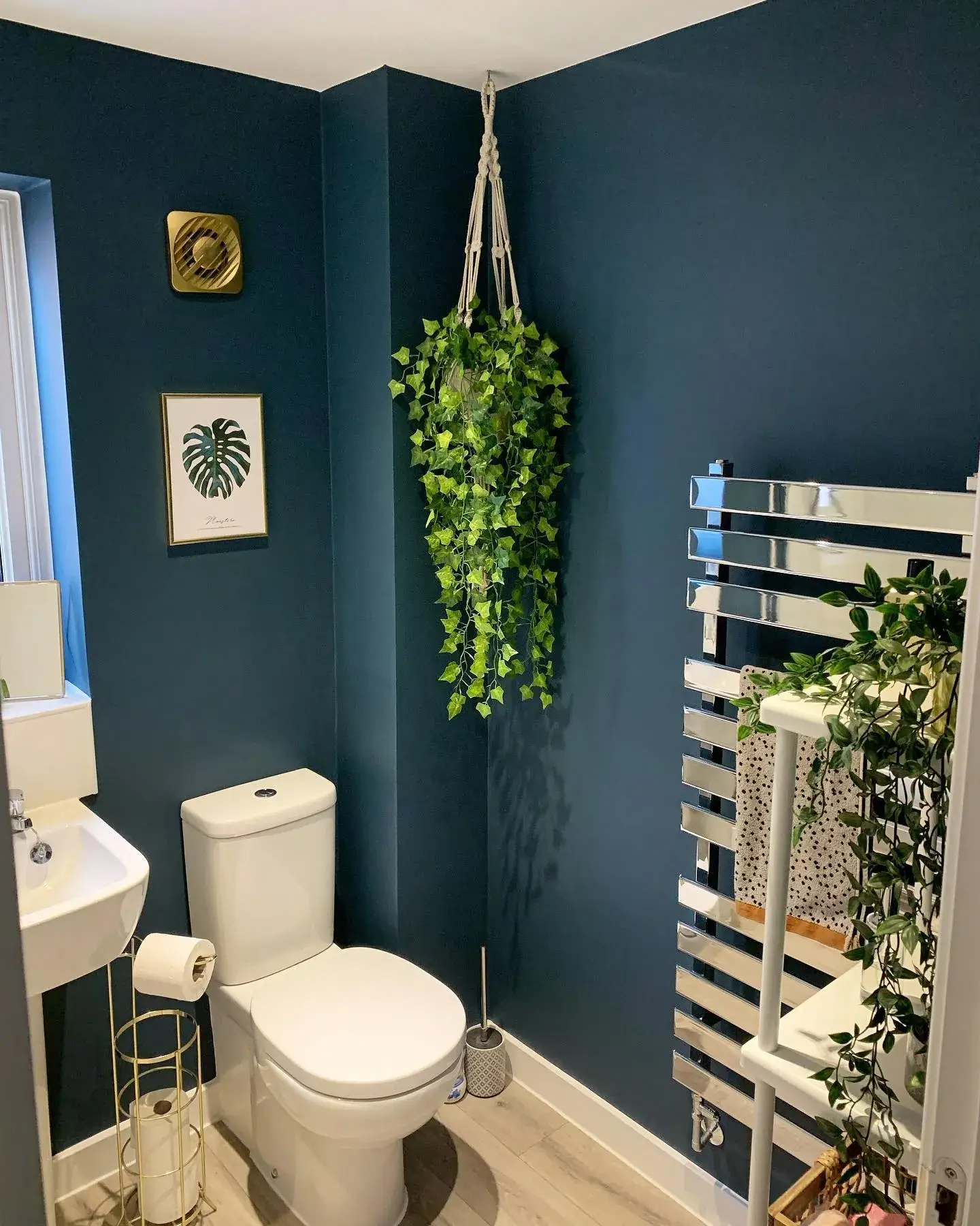Moody Teal Botanical Bathroom