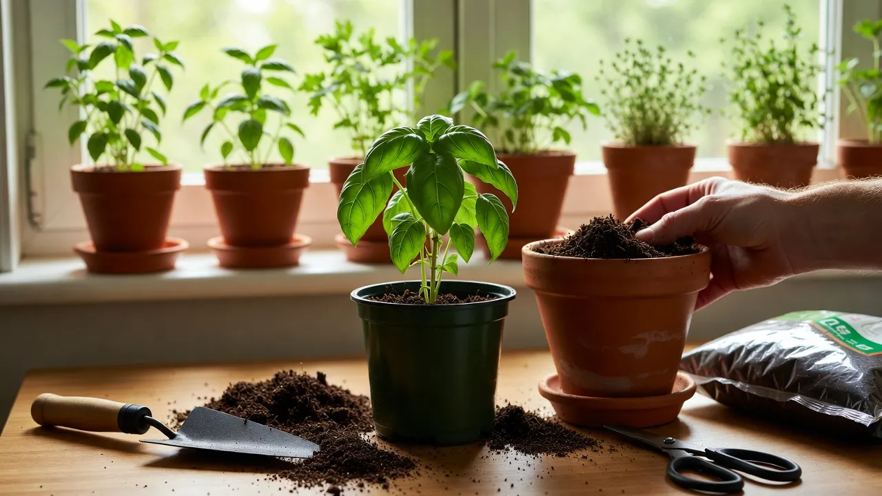 Repotting Indoor Herbs