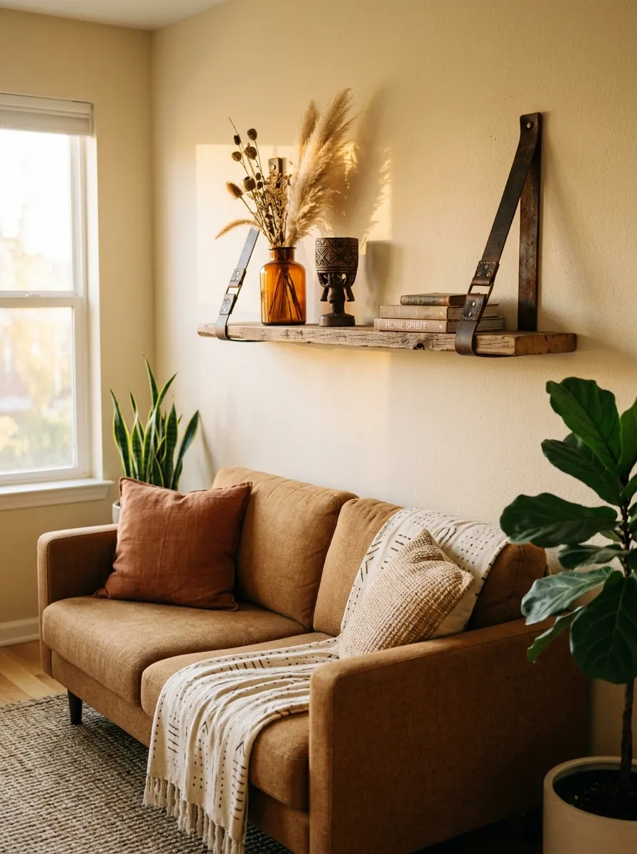 Repurposed Leather Wall Ledge
