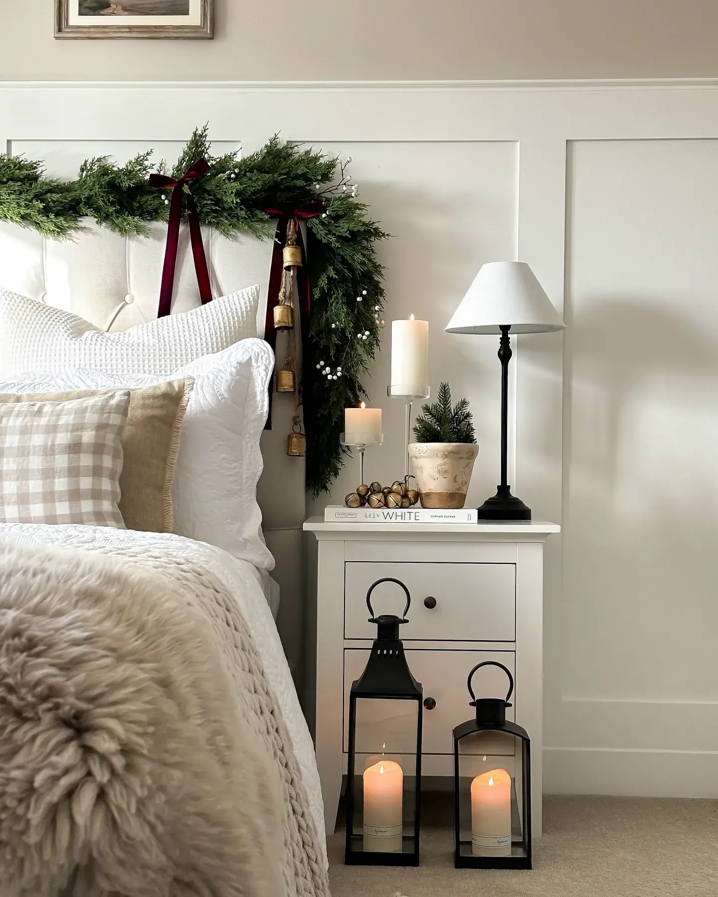 Ribbon Draped Evergreen Headboard