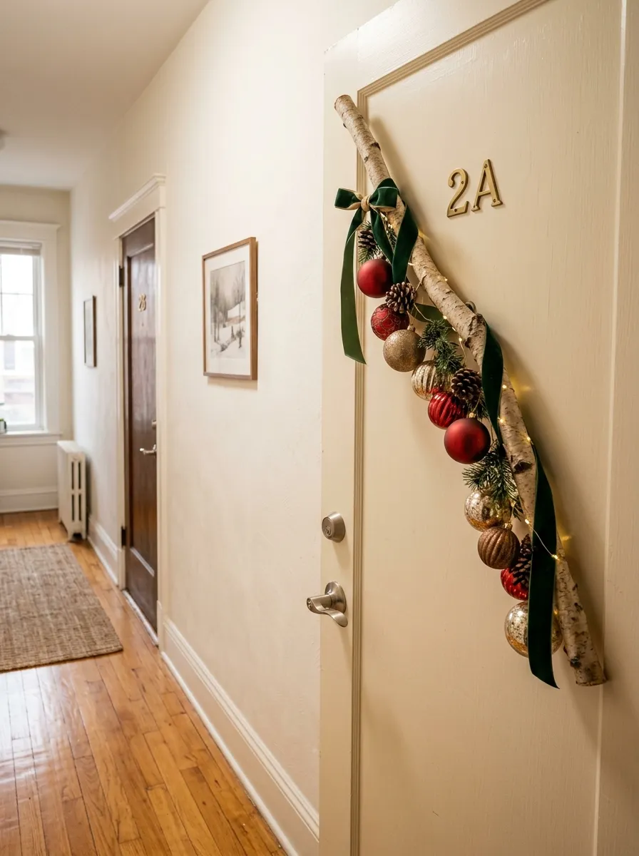 Ribbon Wrapped Ornament Branch