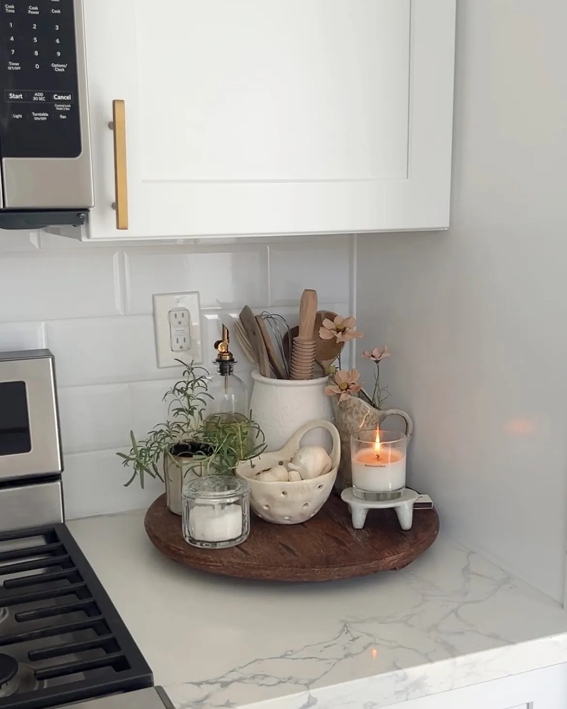 Rustic Wooden Tray With Candle