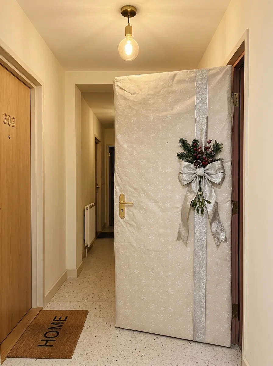 Snowflake Wrapping Paper Door