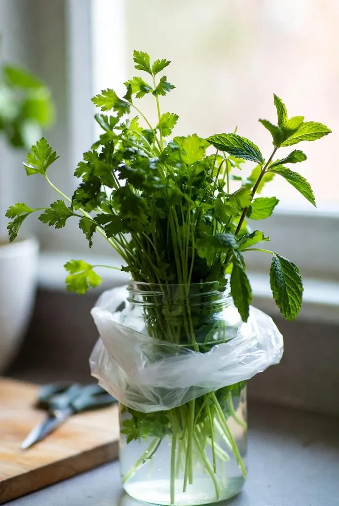 Store Herbs Like a Bouquet in Water