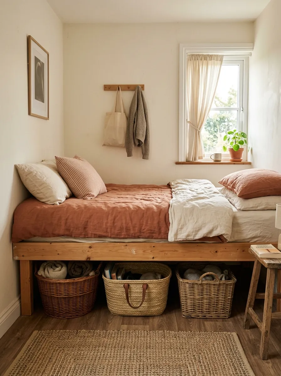 Underbed Storage With Old Baskets