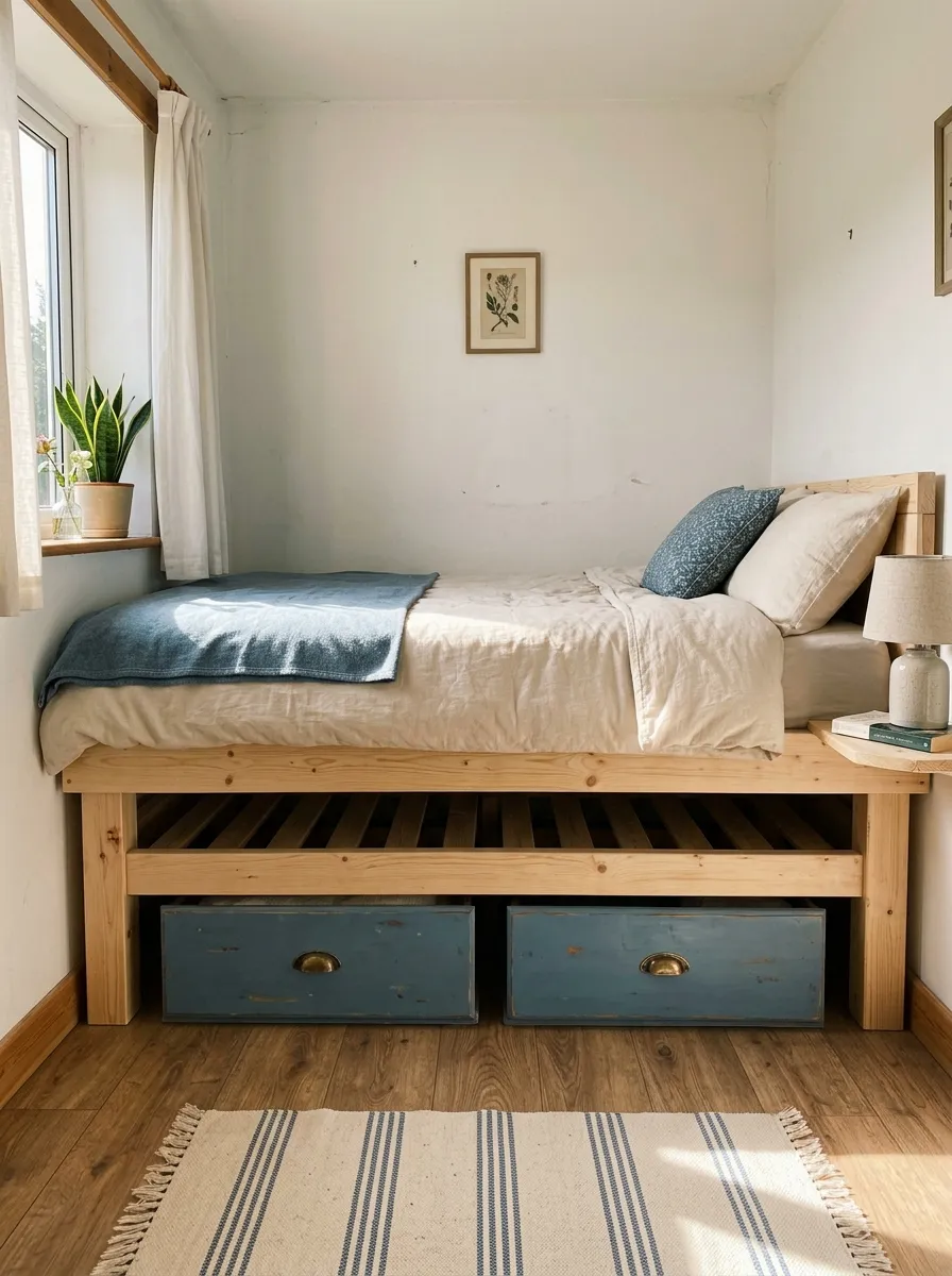 Underbed Storage With Reused Drawers