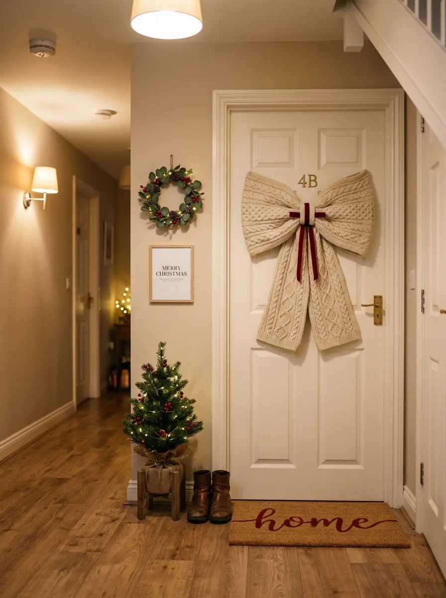 Upcycled Sweater Door Bow