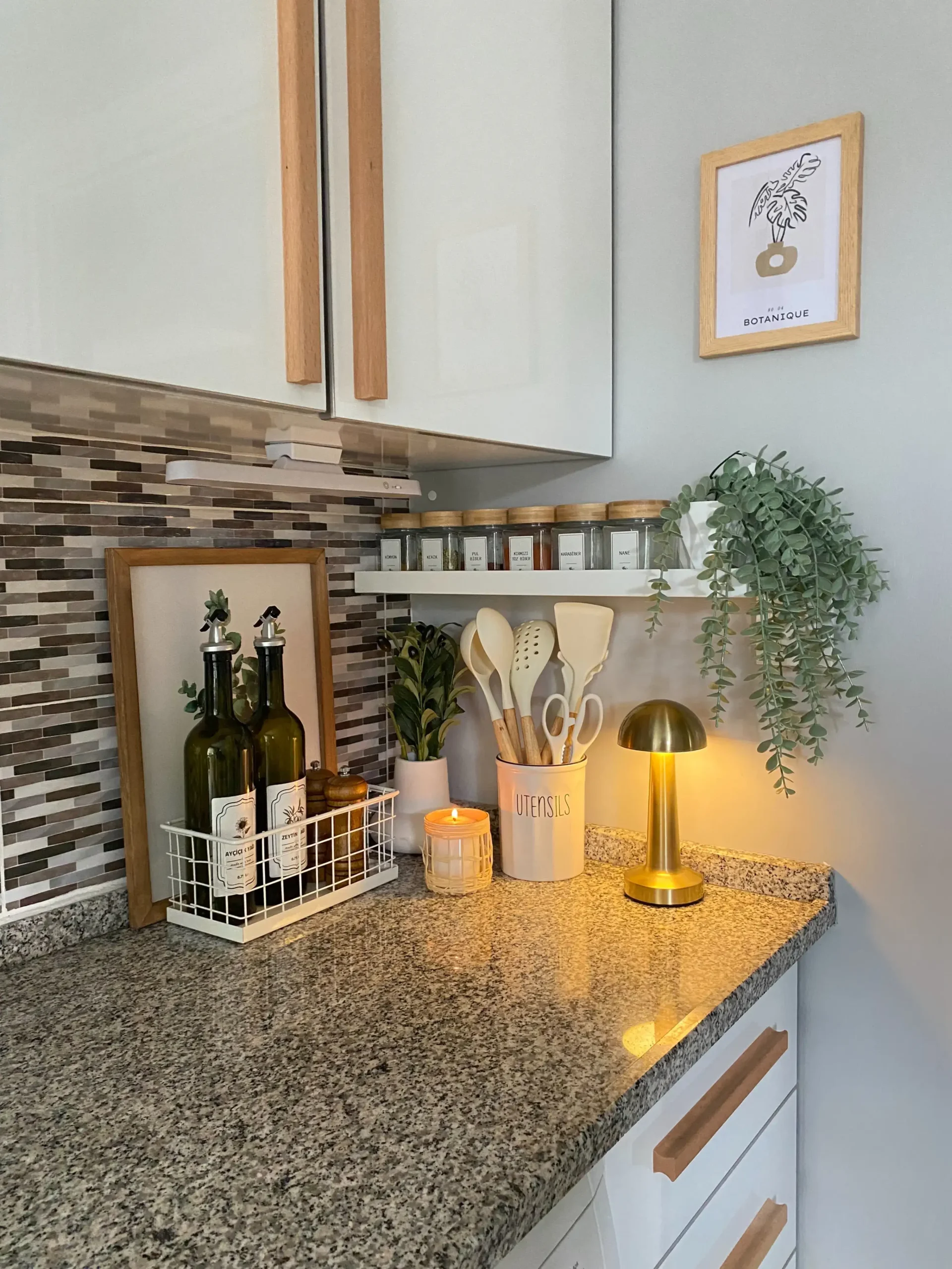 Warm Brass Lamp Counter Display
