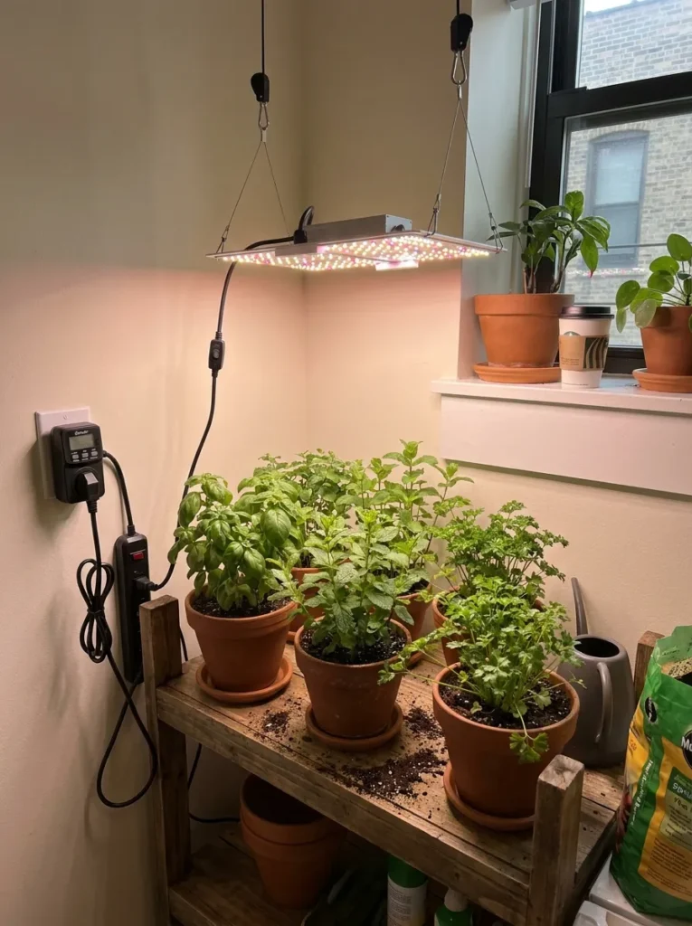 grow light setup herbs