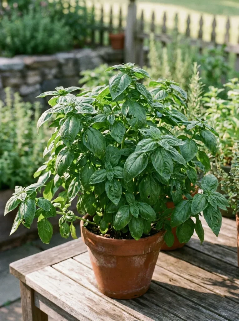 healthy basil plant
