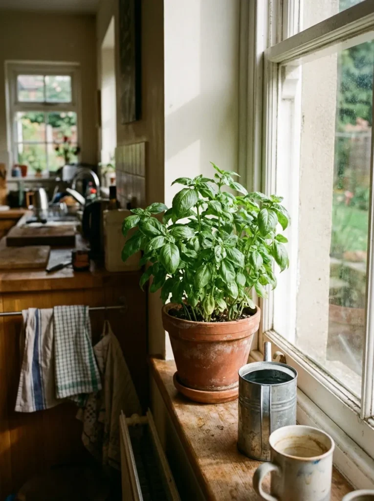 indoor basil plant
