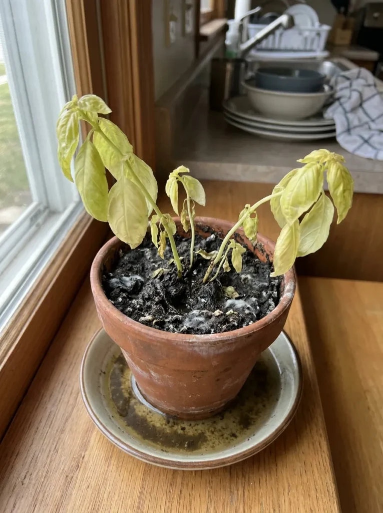 overwatered herbs