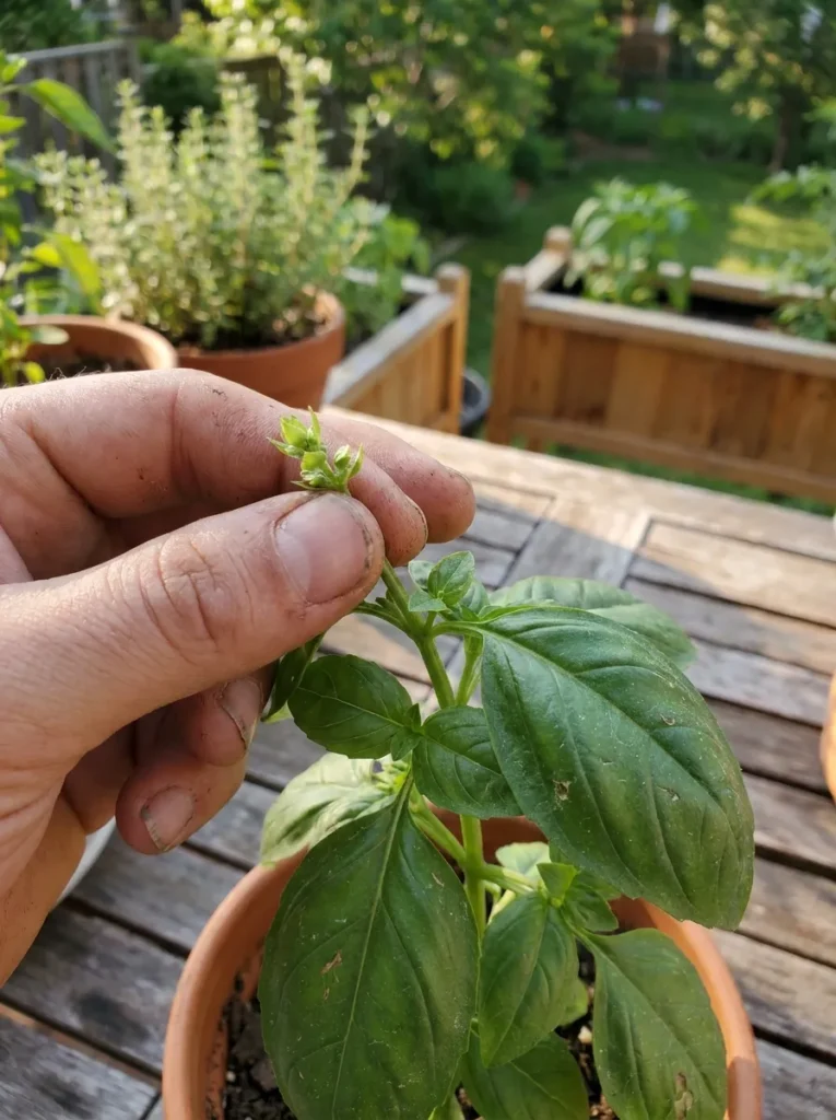 pinching basil